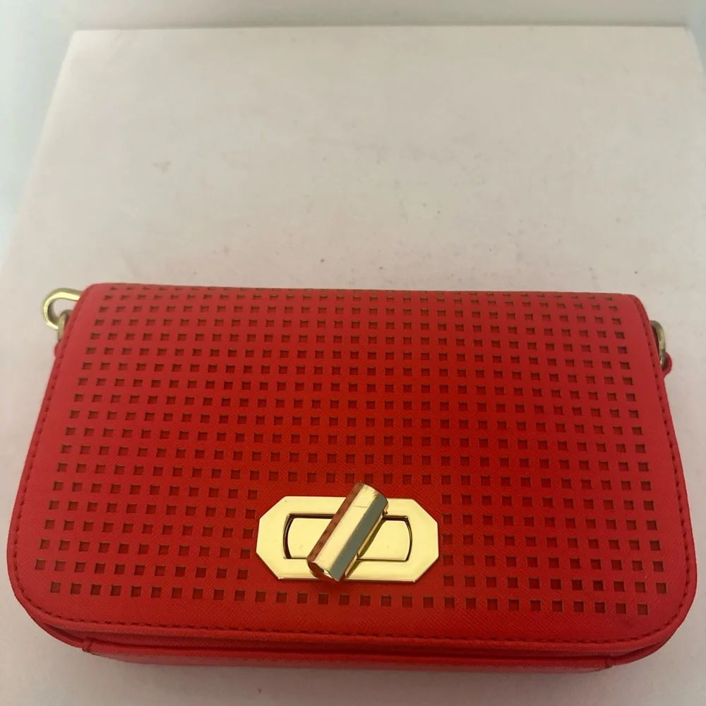 Banana Republic Red Crossbody Bag with Gold Accents - Picture 14 of 14